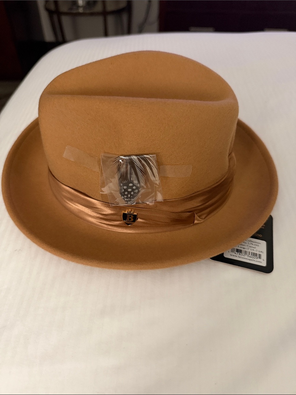 Men's Camel Felt Pork Pie Hat with Satin Band
